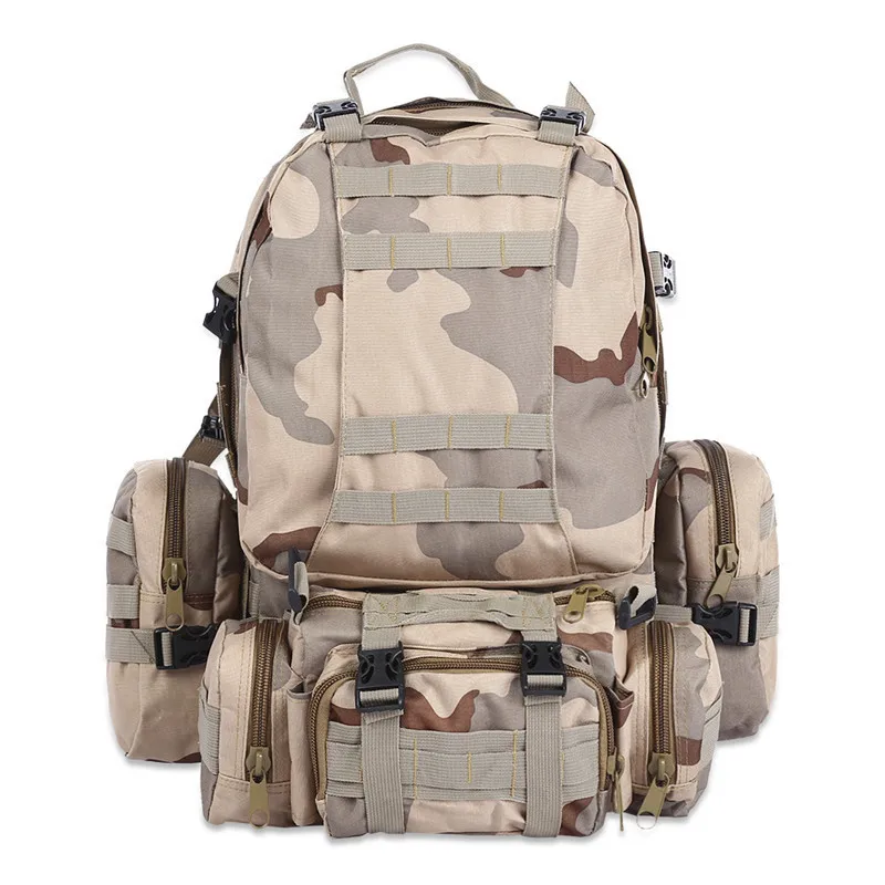 Three Sand Camouflag 50л многофункциональная спортивная сумка Molle тактический Камуфляжный водостойкий рюкзак для спорта на открытом воздухе, альпинизма, туризма, кемпинга - Цвет: Three Sand Camouflag