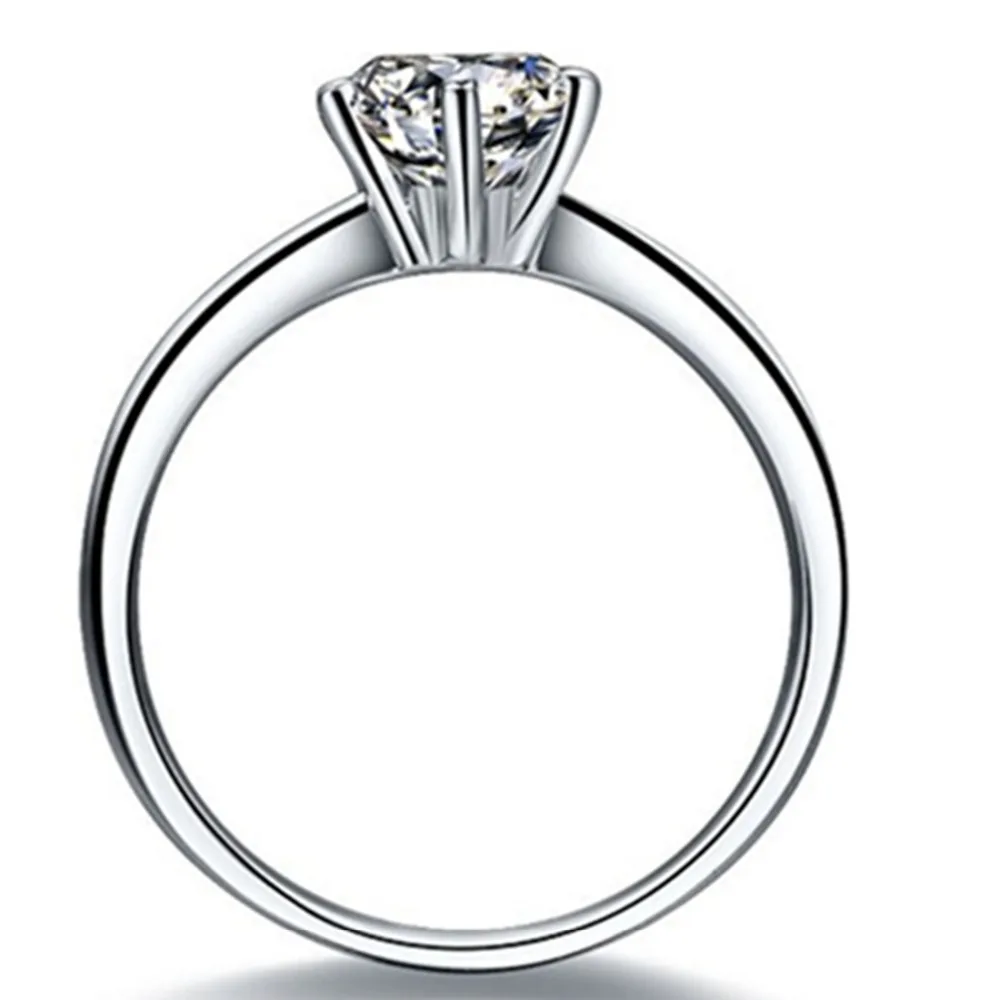 

Женское кольцо из 18-каратного белого золота с бриллиантом, 6 зубцов
