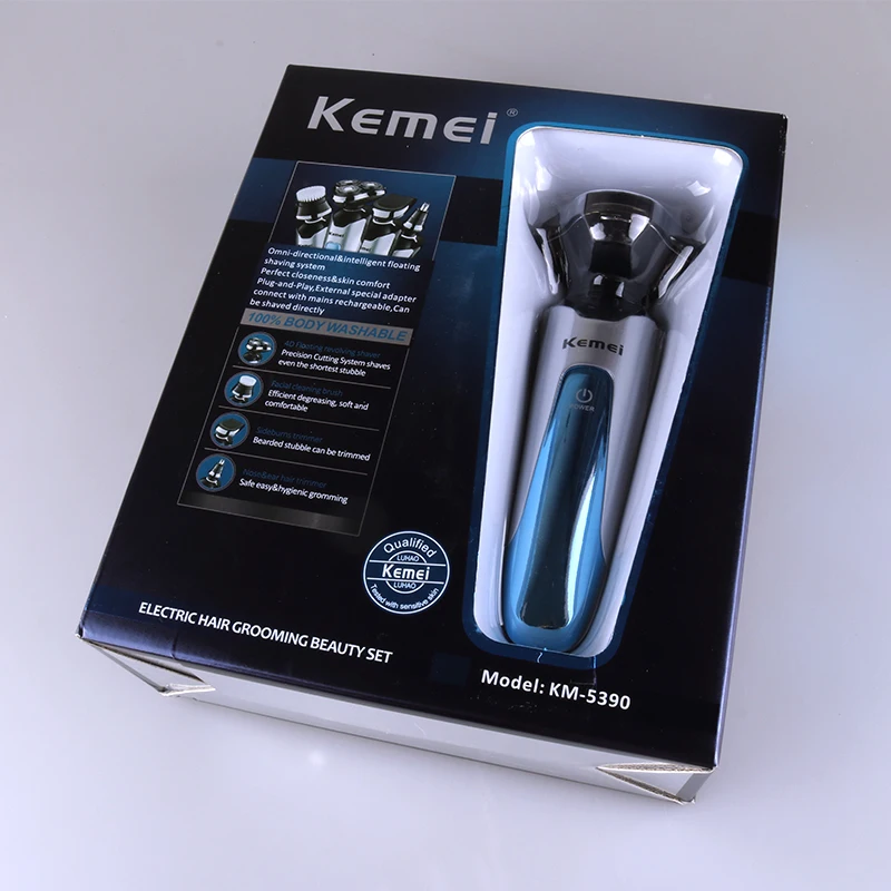 Kemei 4 в 1 моющаяся жидкокристаллическая 3D плавающая трехмерная бритва