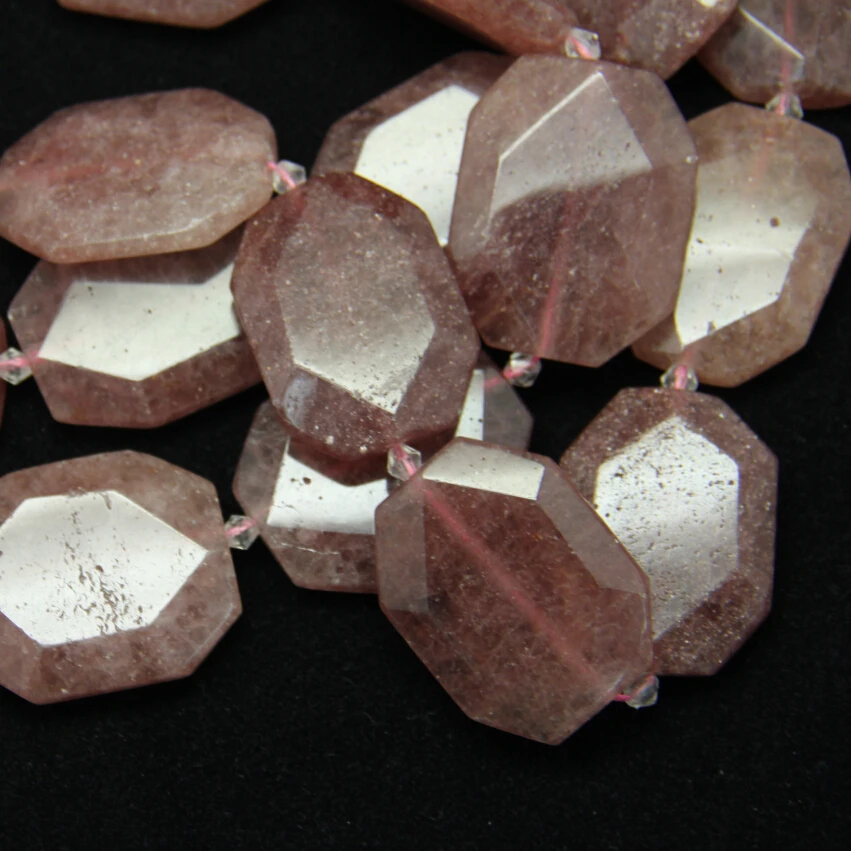 Strawberry Quartz Geode Stone Cut Slice Beads Octangle Shape Faceted Flat Slab Pendant Bead | Украшения и аксессуары