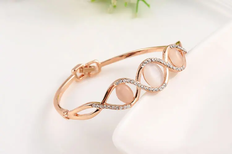 Высокое качество сверкающими фианитами кошачий глаз Крест Браслет опал сердце