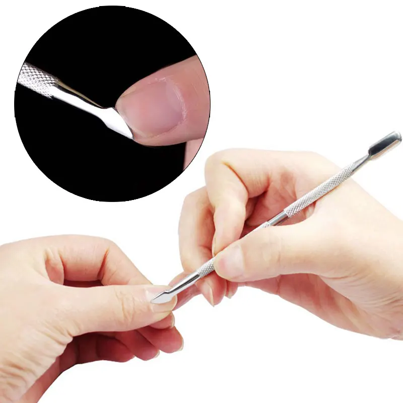 1 шт. из нержавеющей стали для кутикулы Съемник двусторонний палец толчок сухой