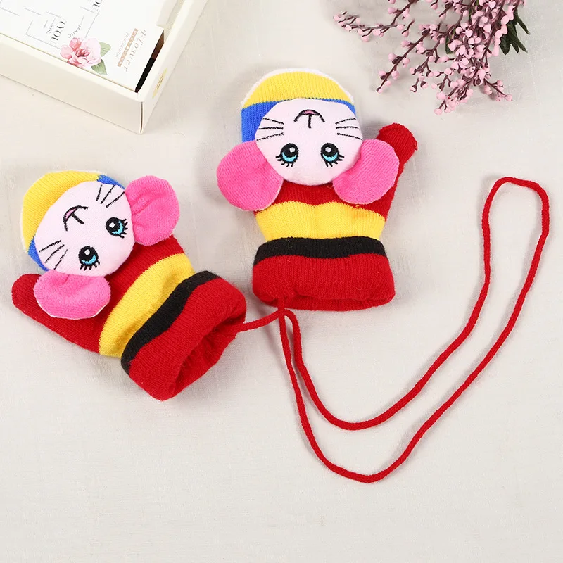 Новинка Детские перчатки с героями мультфильмов Милые зимние теплые варежки