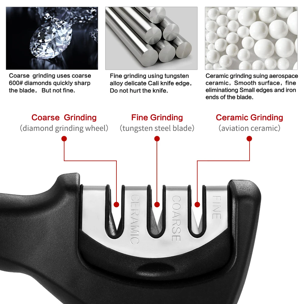 Переносная точилка для ножей Системы 3 этапа Кухня точильный камень дома