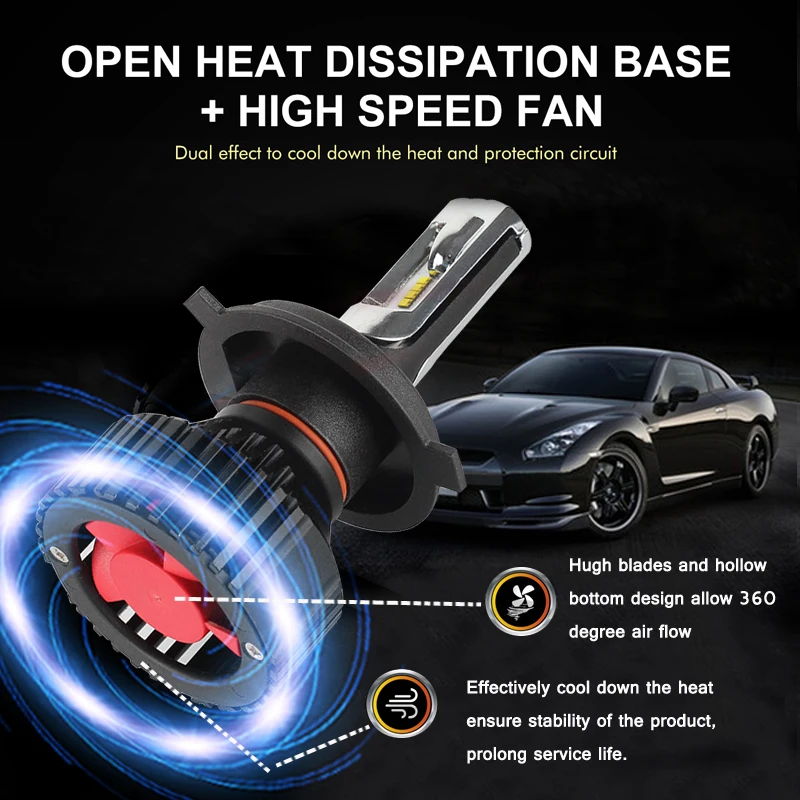 LARATH T8 9005 9006 LED Car Headlight Bulb 60W 8000LM ZES Chip 12V Light H4 H7 H11 H1 H8 H3 Auto Headlamp Fog Lamp | Автомобили и