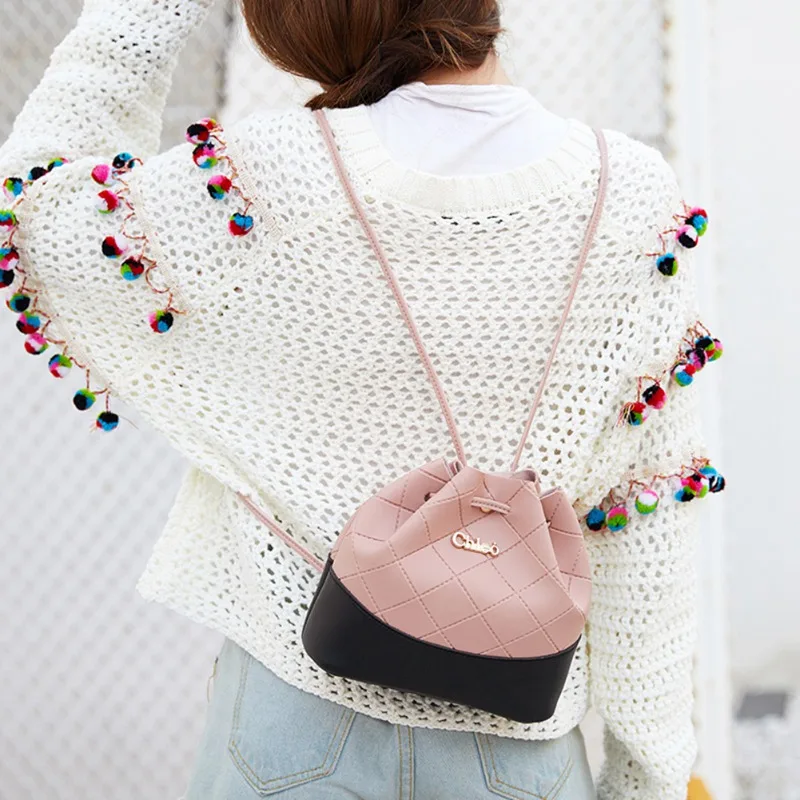 Модная женская сумка-мешок для девушек Лидер продаж 2019 с ромбовидной линией