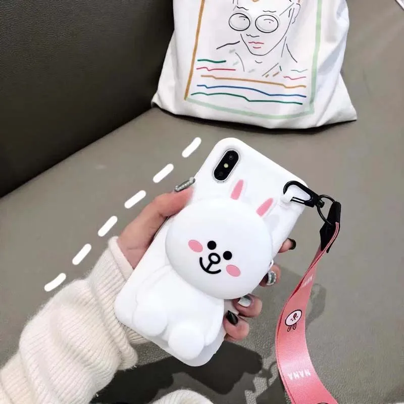 Милый мультфильм 3D Медведь кошелек чехол для телефона iPhone X XR XS Max 7 8 Plus Мягкий