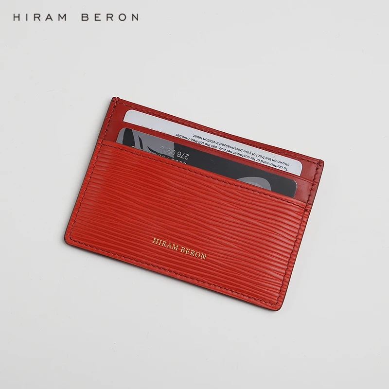 Кожаный тонкий чехол Hiram Beron с монограммой для карт из натуральной кожи