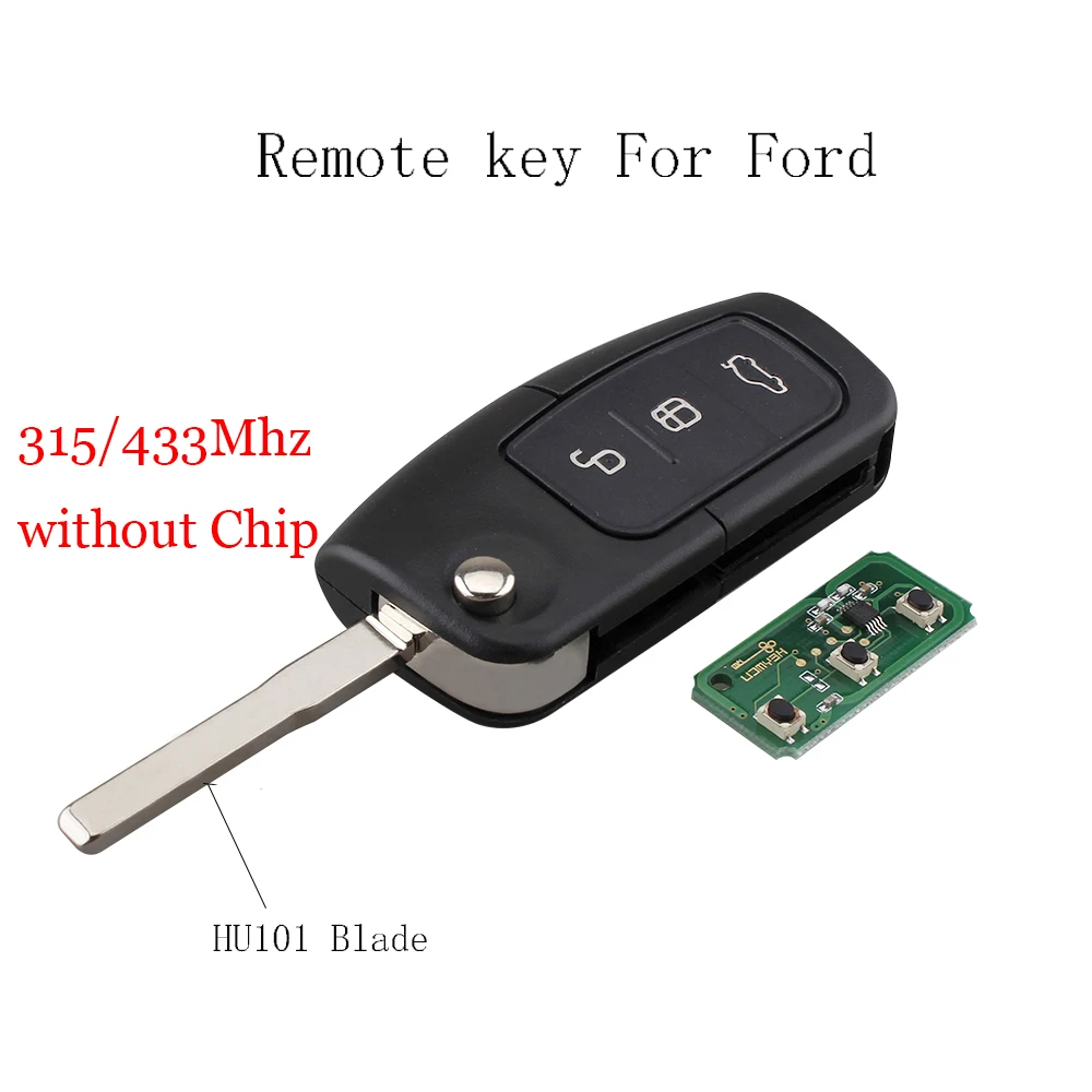 GORBIN бренд 433/315 МГц 3 кнопки дистанционного ключа автомобиля для Ford Focus Mondeo C Max S Max Galaxy Fiesta HU101 лезвие без чипа