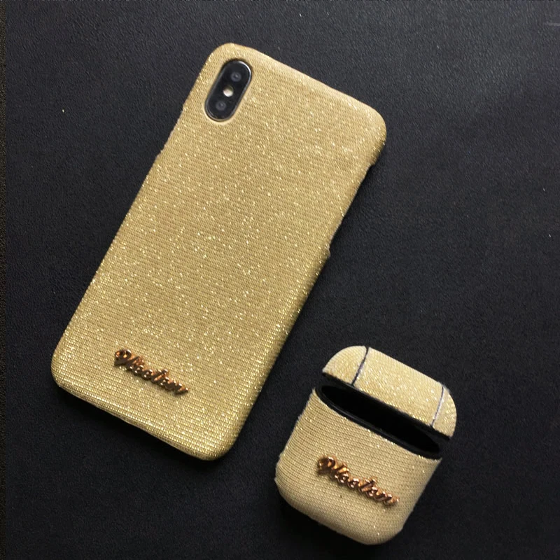1 Set Yellow Сияющий блестящий чехол для телефона для iPhone 11 Pro X 7 8 6 6S Plus XS чехол для MAX XR Блестящий Bluetooth беспроводной ушной чехол для телефона для AirPods - Цвет: 1 Set Yellow