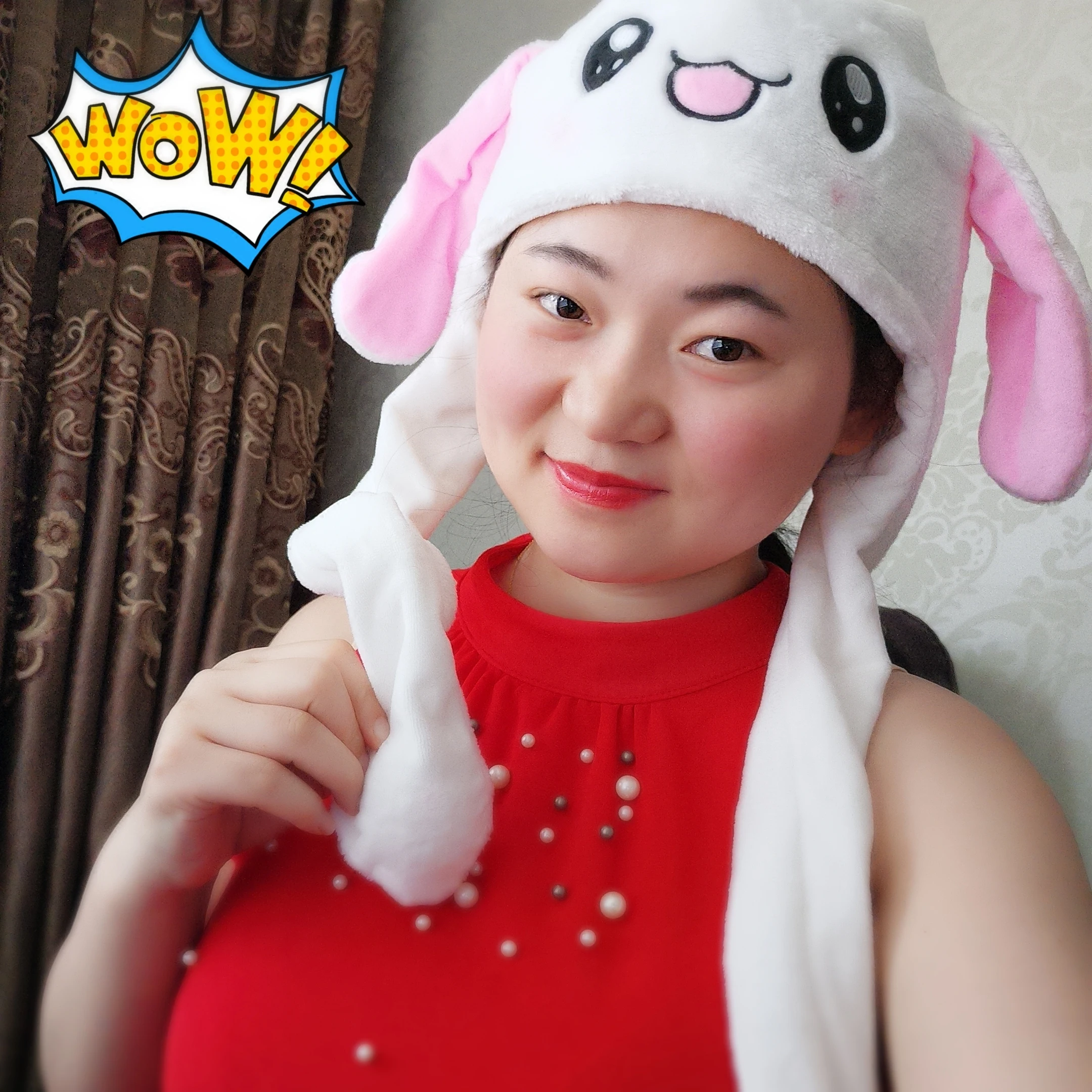 Douyin плюшевая шапка с заячьими ушками ручная защелка вертикальная Кепка для детей
