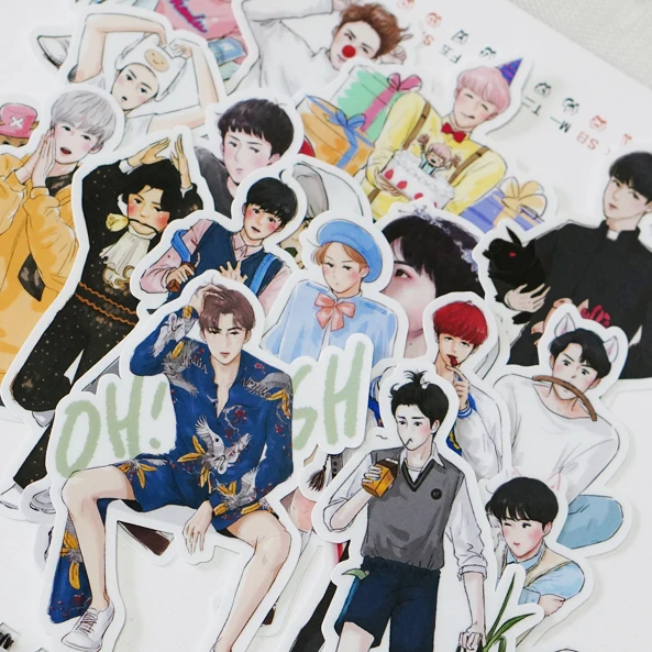 40 шт. самодельные наклейки для скрапбукинга exo Q version pretty boys|Канцелярские наклейки|