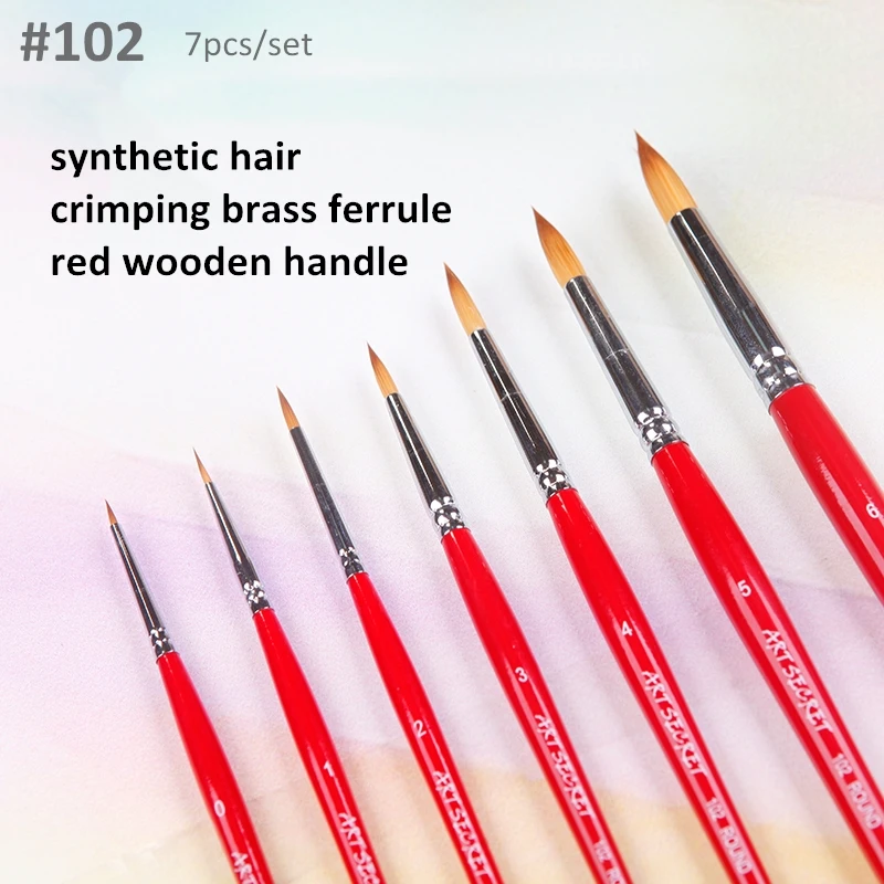 Artsecret 102 7PC/Set High Quality Korea Taklon Hair Wooden Handle Art Supplies Watercolor Acrylic Paint Artist Brushes | Канцтовары для