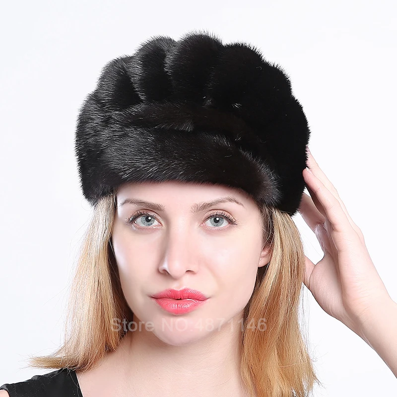 Новый Для женщин мужчин осень зима леди настоящая норка головные уборы для и