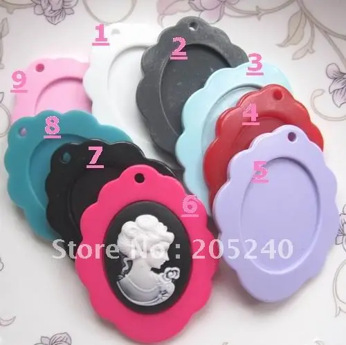 

flat back resin cameo setting for(40*30mm cameo inside),64*50mm mixed 9colors diy decoration