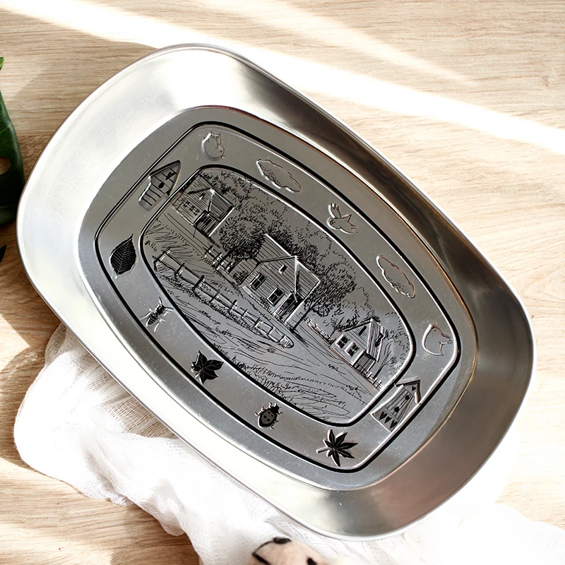 Тарелка в американском ретро-стиле металлический маленький поднос креативный