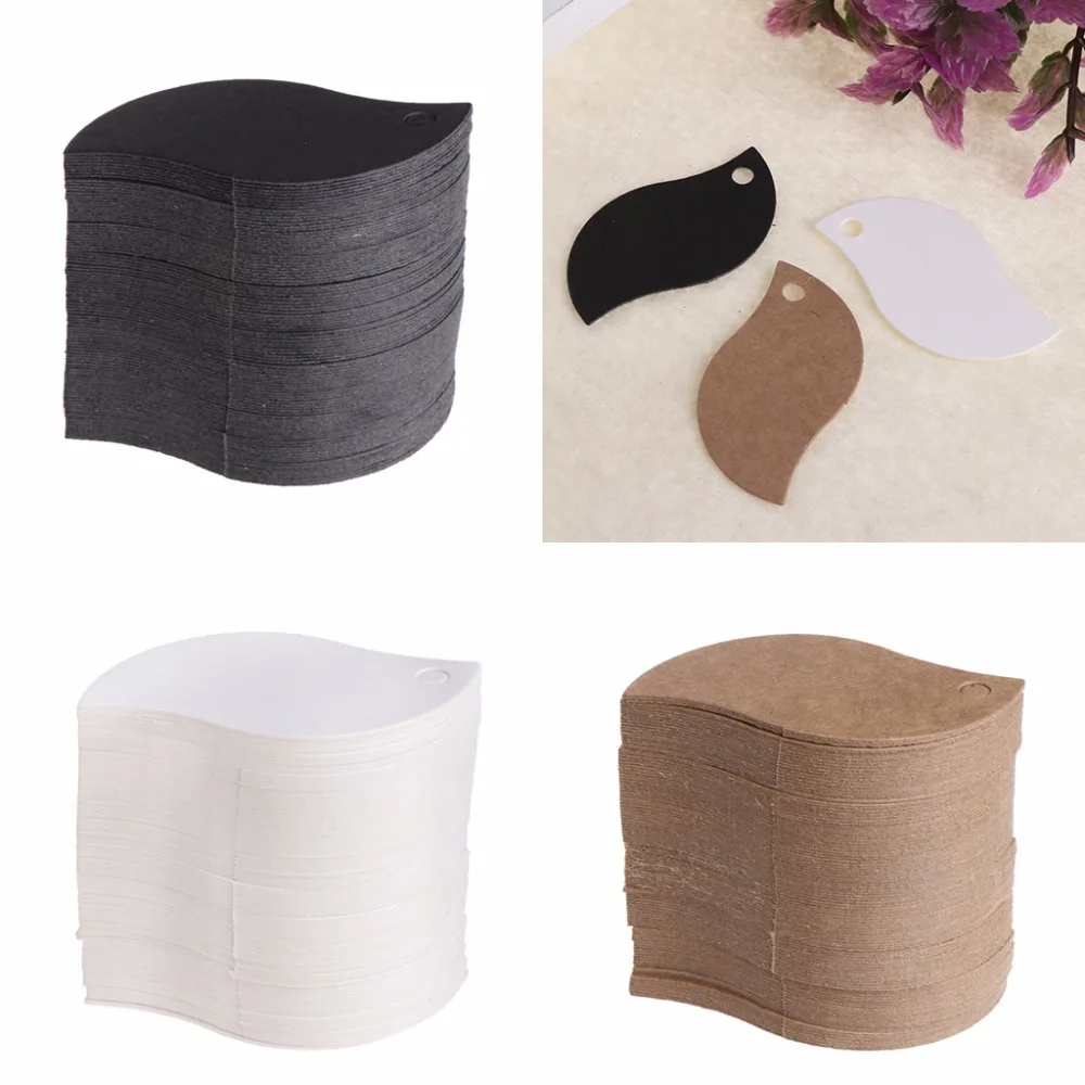 

100 Pcs/Lot Kraft Paper Blank Card DIY Hanging Tag Label Hole Gifts Leaf Shaped Paper Leaf Card