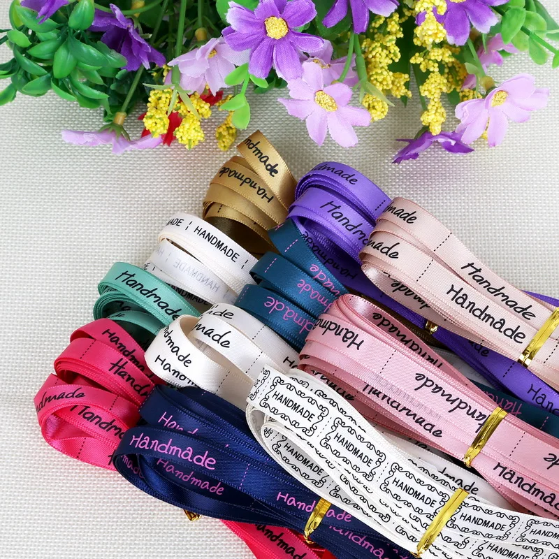 Атласная лента с принтом ручная работа 10 мм 5 ярдов для шитья аксессуары