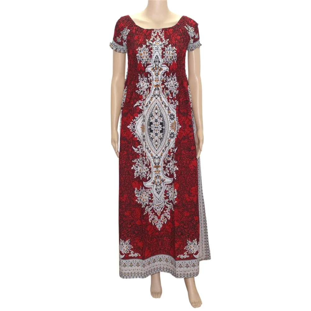 xkongred Dashikiage хлопковое винтажное длинное платье Дашики с рукавом-лепестком и вырезом лодочкой, Платье макси с принтом в африканском стиле-два стиля ношения - Цвет: xkongred