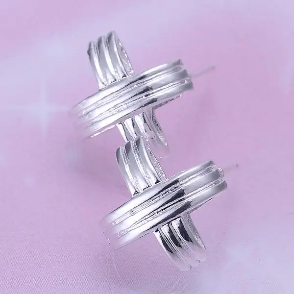 Модные посеребренные серьги для женщин 925 ювелирные изделия в полоску крест