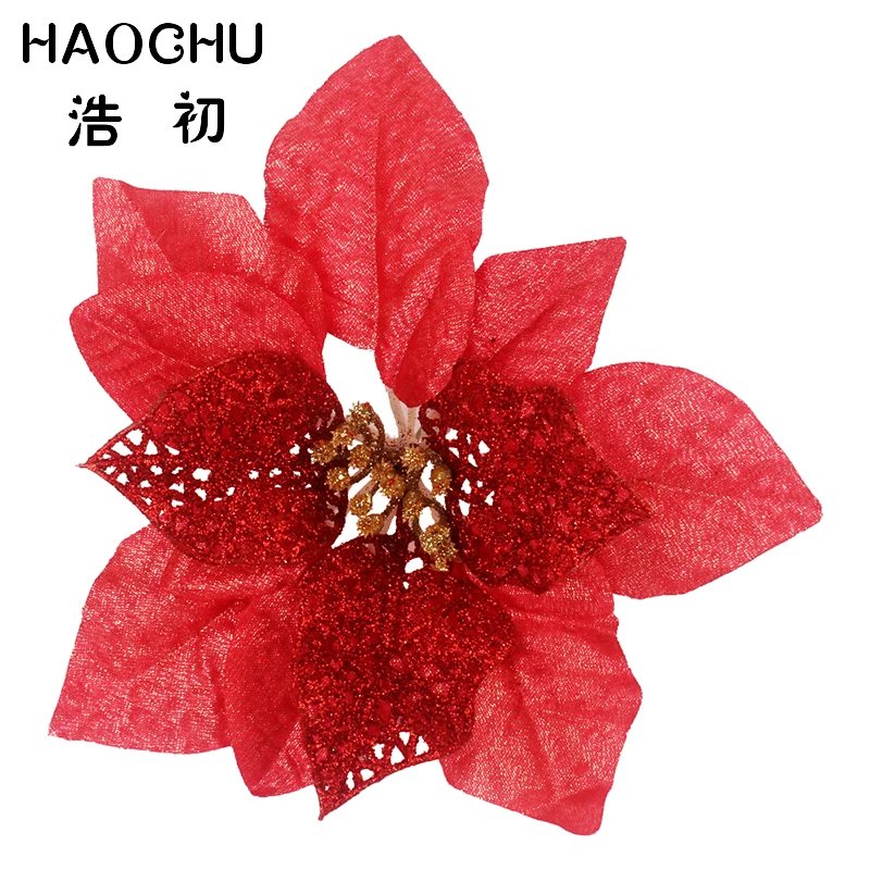 

HAOCHU 5Pcs/Set 20cm Christmas Home Decor 6 Color Flowers For Christmas Flowers CHristmas Festival Celebration Decor Supplies