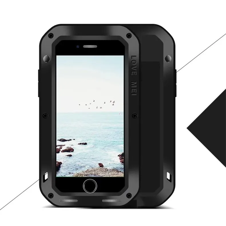 

Love Mei Waterproof Shockproof Rugged Tempered Glass Cover Straight Metal Aluminum Case For iPhone 8 Plus for iPhone 8