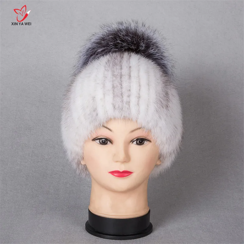 

Women fur hat for winter natural mink fox fur cap russian female fur headgear 2018 brand new fashion warm beanies Casual cap