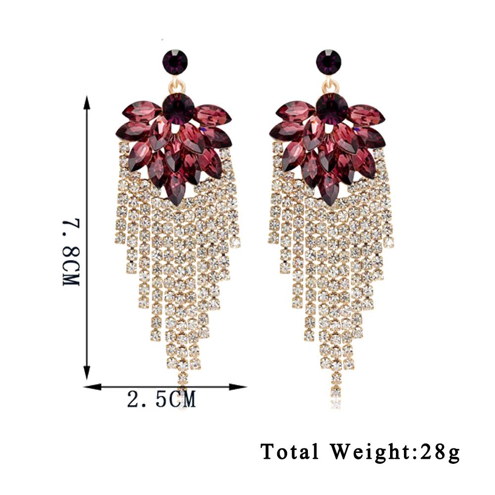 Minmin заявление с большим цветком и украшением в виде кристаллов Висячие серьги