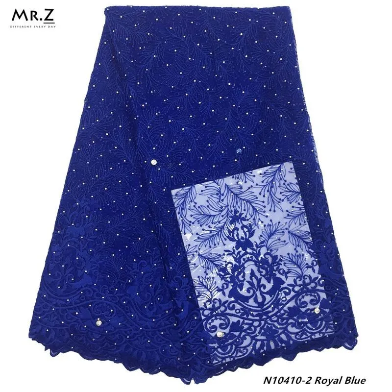 N10410-2 Royal Blue Mr. Z новейшая африканская кружевная ткань вышитое кружево в нигерийском стиле ткань для невесты высокое качество Французский Тюль Кружевная Ткань 5 ярдов - Цвет: N10410-2 Royal Blue