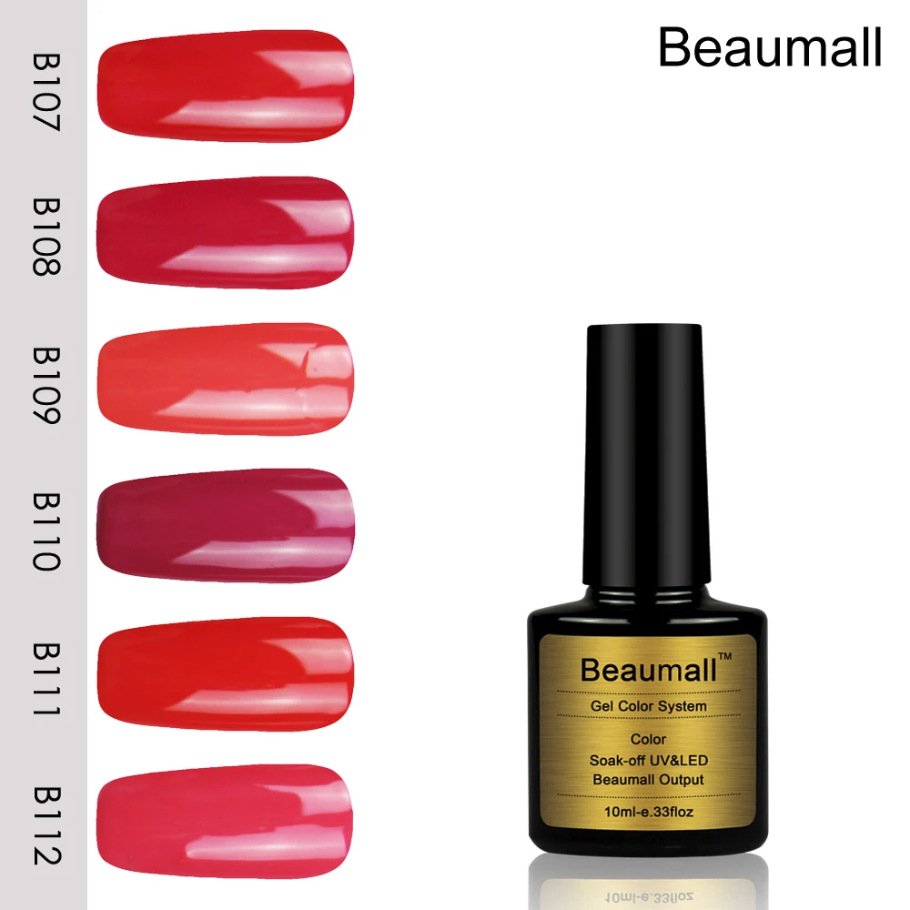 Beaumall Нейл-арт гель красный серии Цвета #107 ~ 112 10 мл объем био-Гели Soak Off УФ