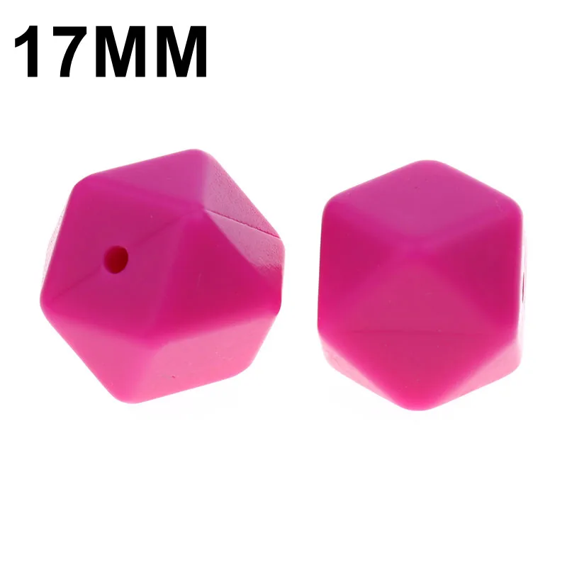05 Violet Red Fkisbox 17 мм шестигранник 100 шт силиконовый детский Прорезыватель для зубов, бусы без бисфенола для новорожденных, жевательные прорезыватели для зубов, ожерелье, ювелирные изделия для младенцев, сделай сам, подарок для душа - Цвет: 05 Violet Red