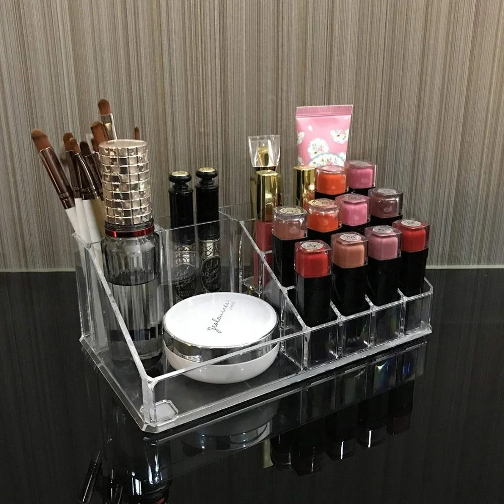 

16 Compartment PS Acrylic Makeup and Jewelry Organizer Crystal Cosmetic Box