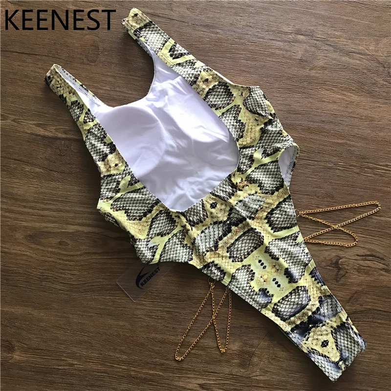 Цельный купальник KEENEST 2018 со змеиным принтом стринги купальники монокини