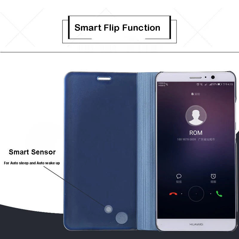 Leanonus зеркало Clear View Smart Case для Huawei p9 P10 плюс Коврики 10 Pro флип чехол PU коврики