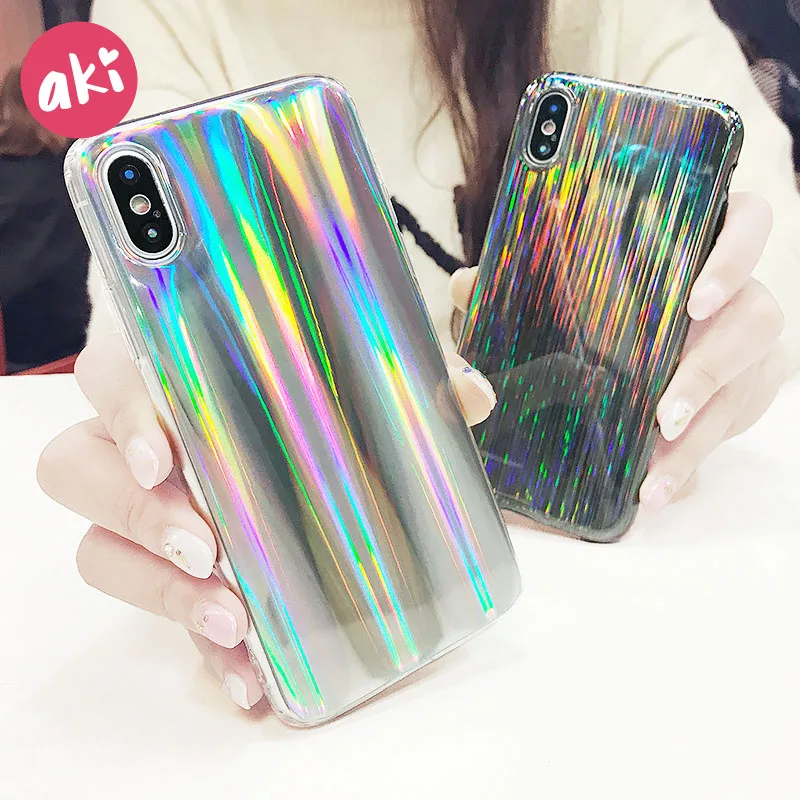 AKI Radian Phone Case for iPhone 8 7 6 6S Plus Cases Laser Shining Mirror Reflect Light Ray Soft Cover |
