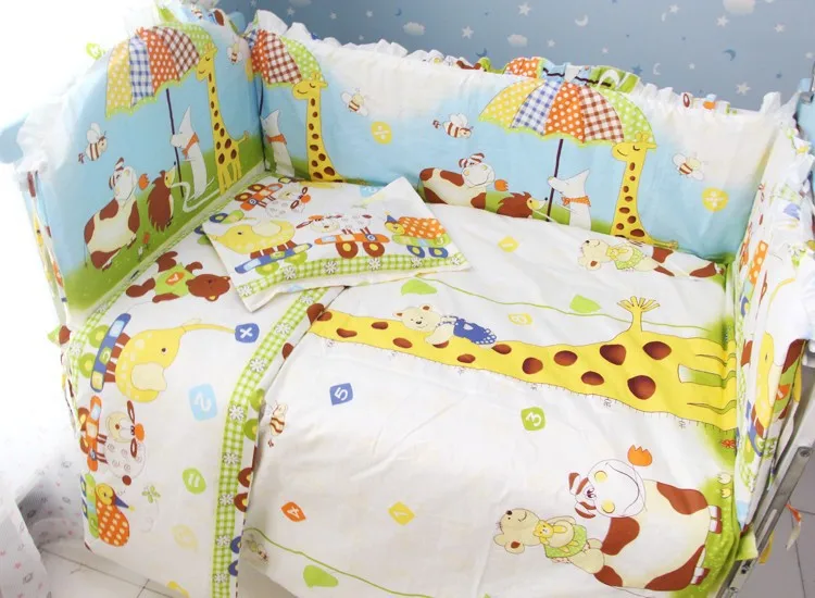 7pcs Baby bedding sets paracolpi lettino unisex bumper, custom bedding (4bumper+duvet+matress+pillow)
