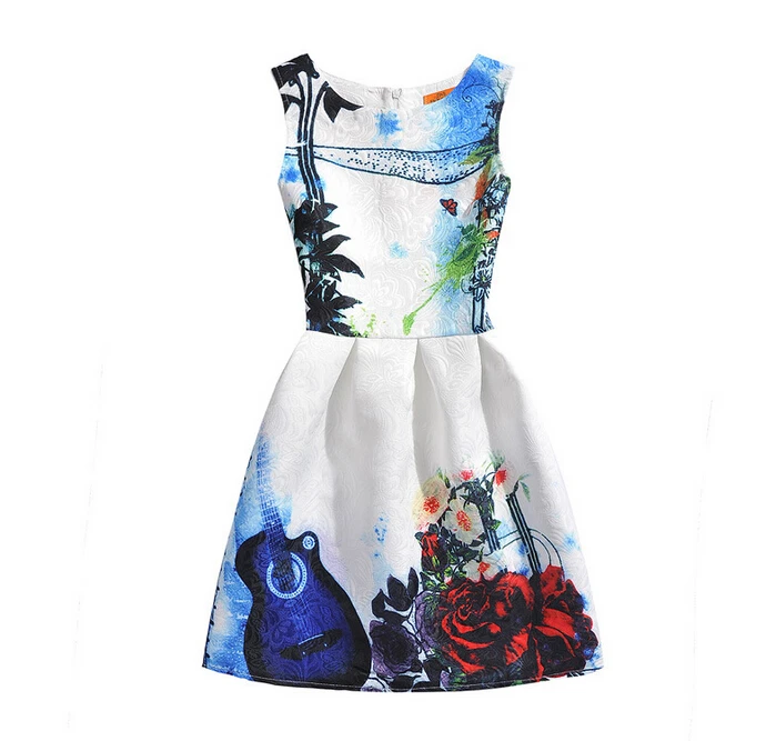 

New 2016,Printed flower dress ,Summer dress,kids dresses for girls,kids girl clothes,For 7-14Y clothes