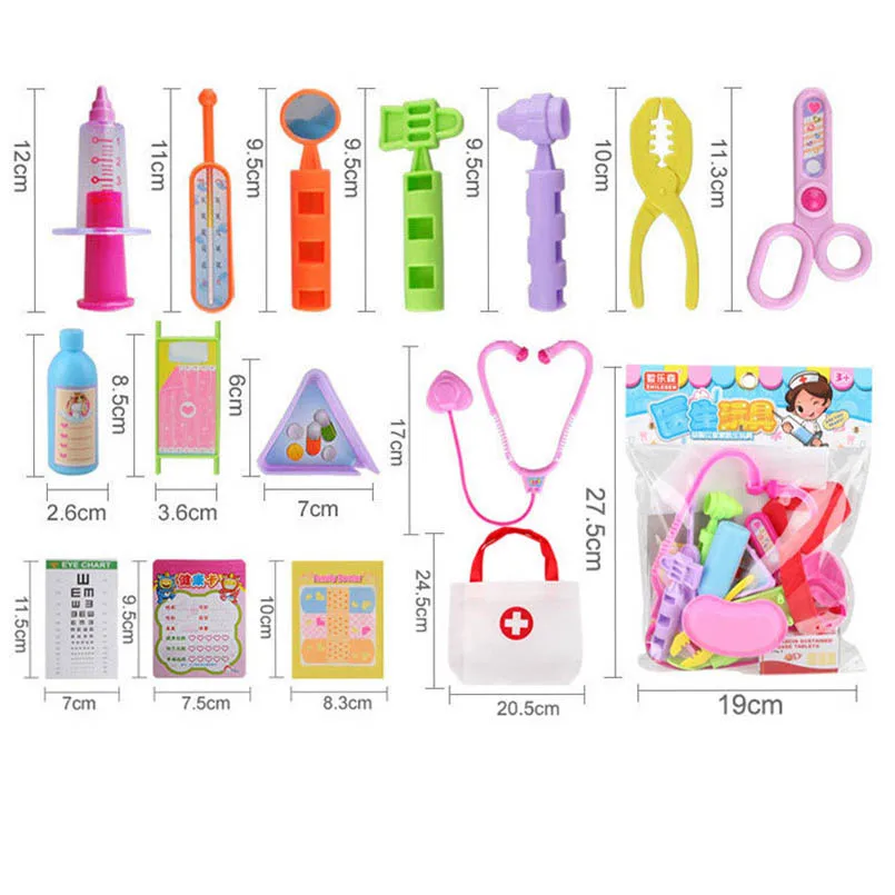 

16PCS Children Pretend Play Doctor Toys Set Girls Medical Kit Simulation Medicine Bag Nurse Role Educational Role Play Toy Gifts