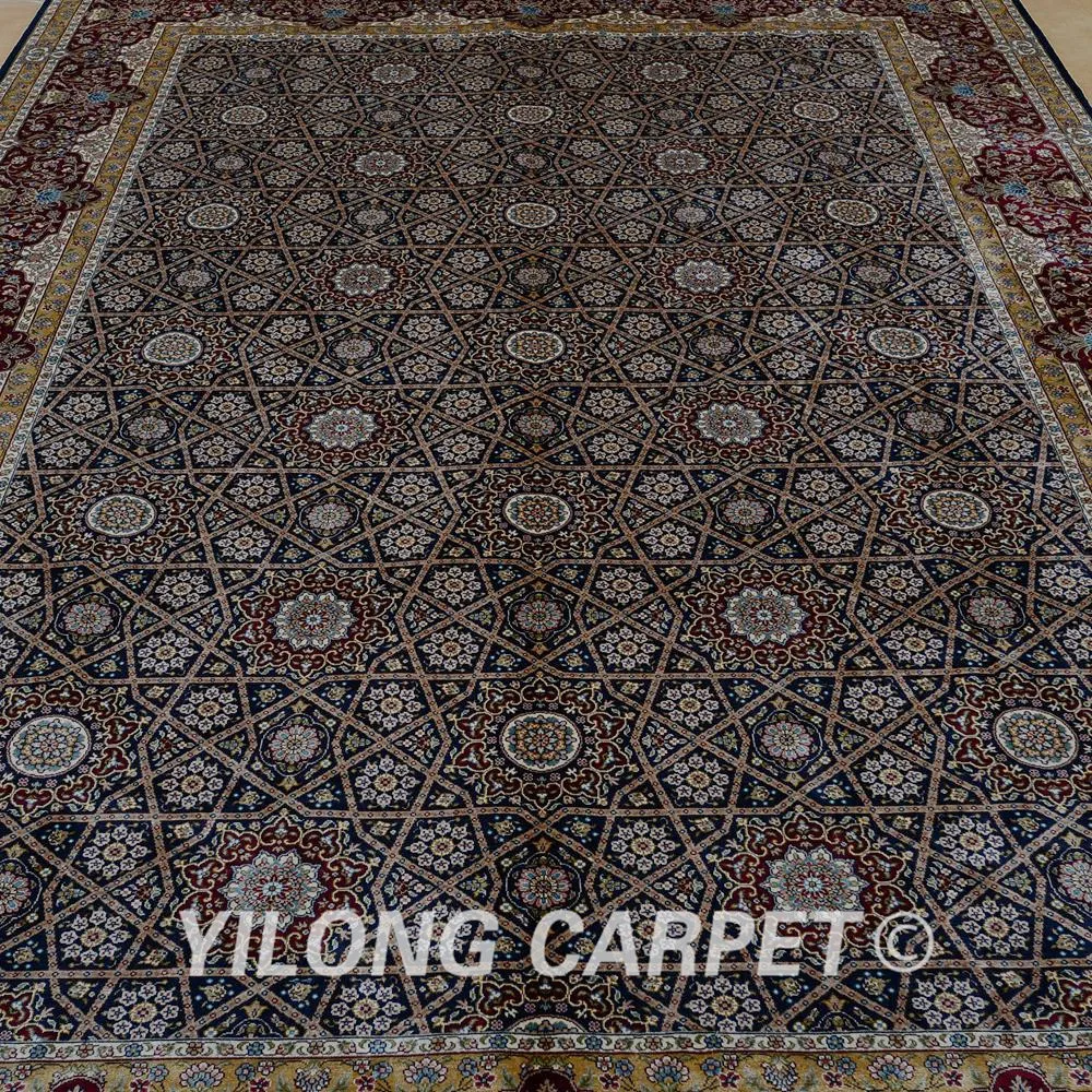 Yilong 6 56 'x 9 84' Hereke шелковый ковер темно зеленый Элегантный турецкий Шелковый с