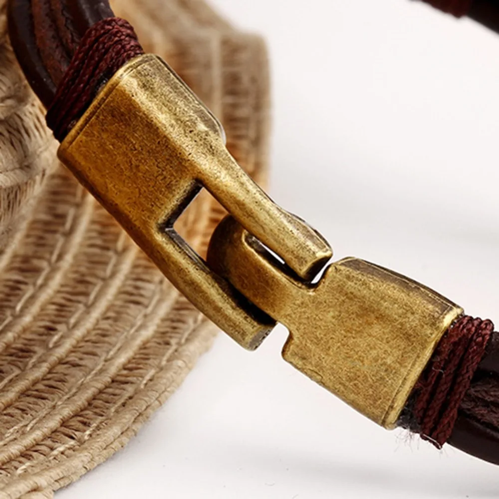 Новые мужские плетеные браслеты ручной работы из натуральной кожи Браслет