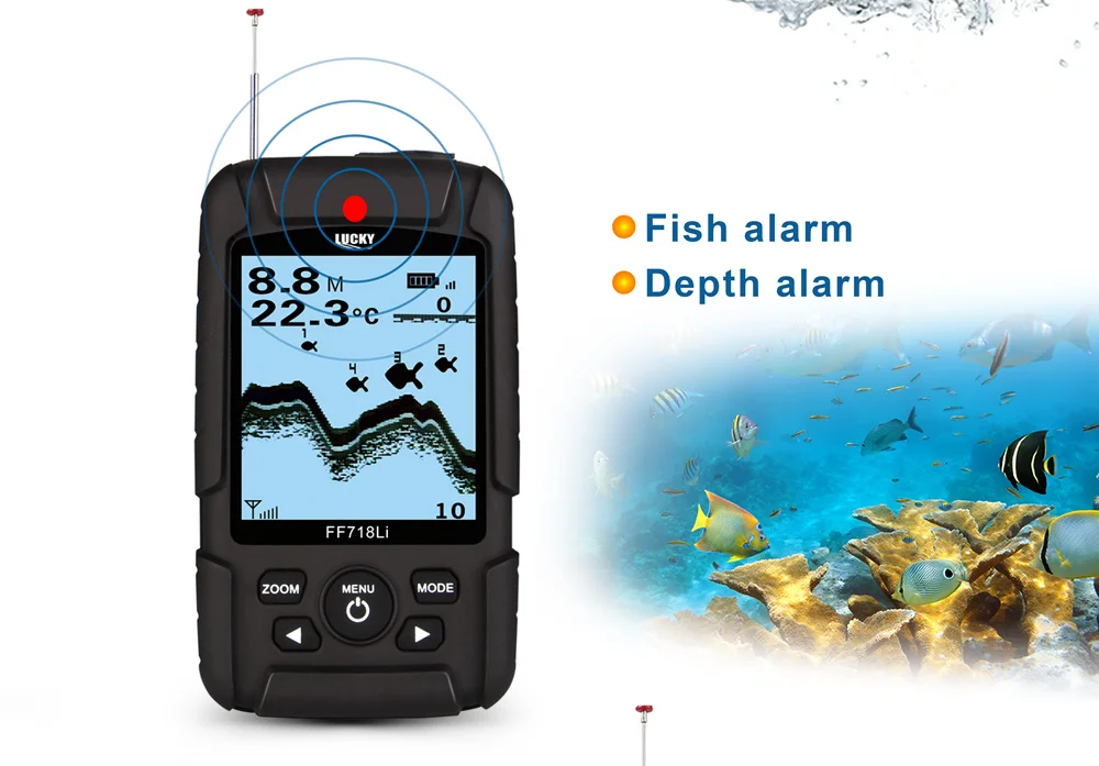 LUCKY FF718Li-W Портативный Беспроводной Sonar Рыболокаторы для всех Рыбалка типов 40 м/125 кГц подводный эхолокатор эхолот сигнализации океанская, речная, Озерная