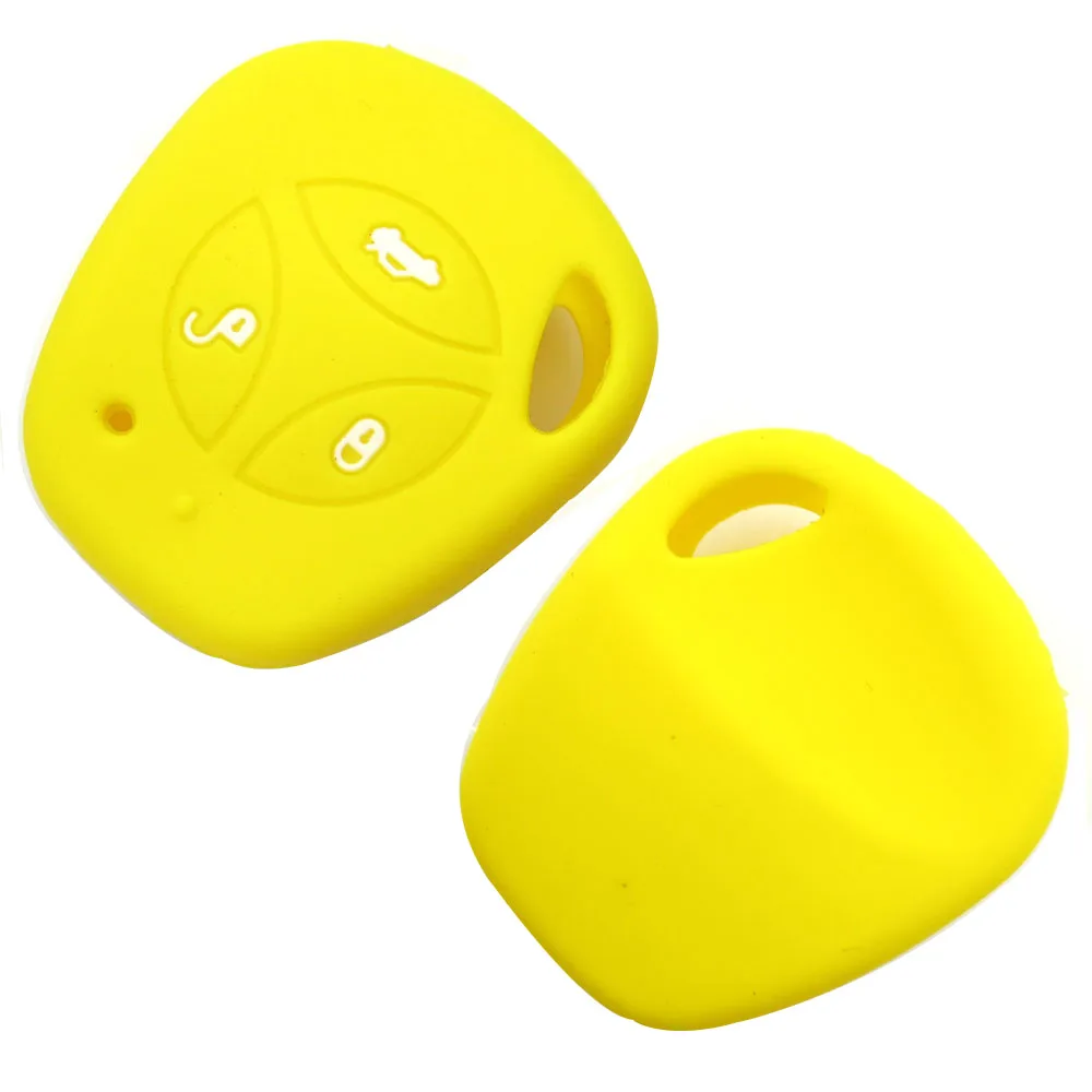 Yellow OkeyTech 3 BTN силиконовый резиновый автомобильный брелок-чехол для дистанционного ключа Чехол Набор протектор для LADA Priora Sedan Sport Kalina Granta Vesta X-Ray - Название цвета: Yellow