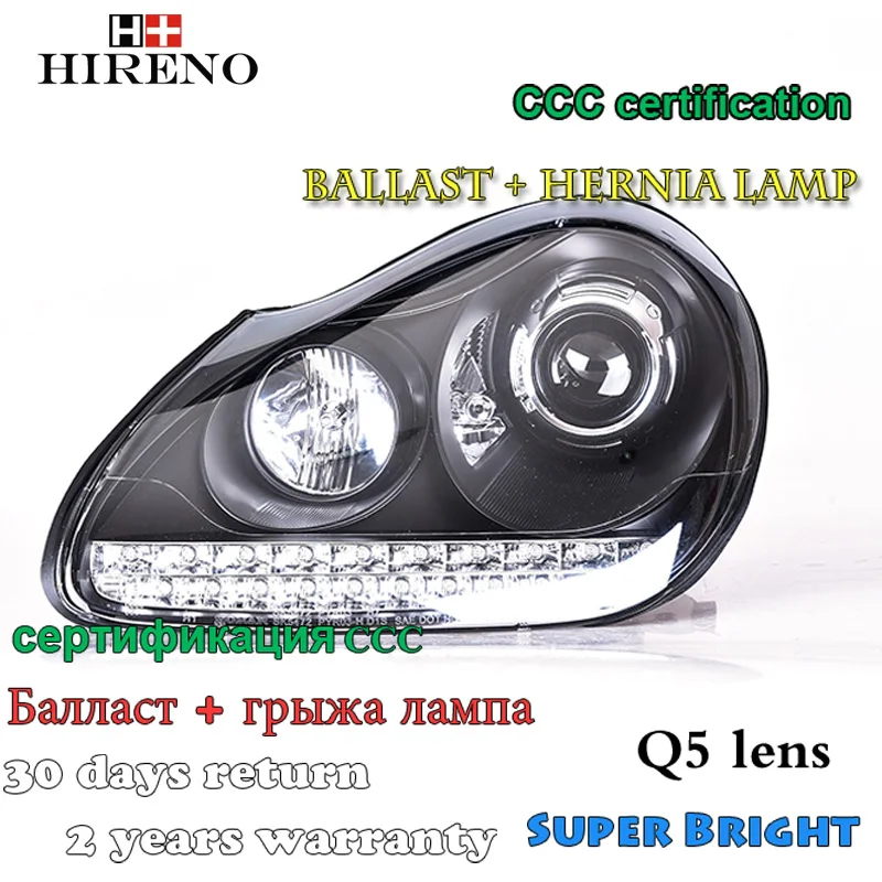 Hireno стайлинга автомобилей фары для Porshce Cayenne 2004-2006 фар сборки LED DRL ангел объектив