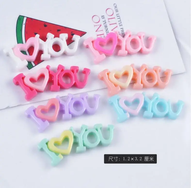 10 шт/партия Смола kawaii i love you плоская спина, Кабошон Художественное украшение поделка-Шарм DIY Аксессуары