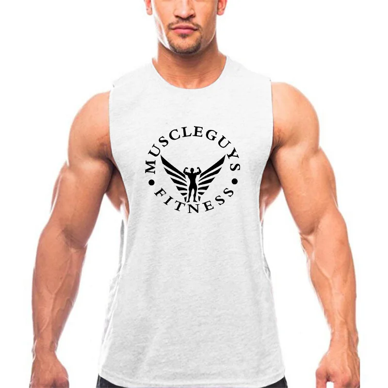 Брендовая одежда для фитнеса Muscleguys майки хлопковые с глубоким вырезом спортзала