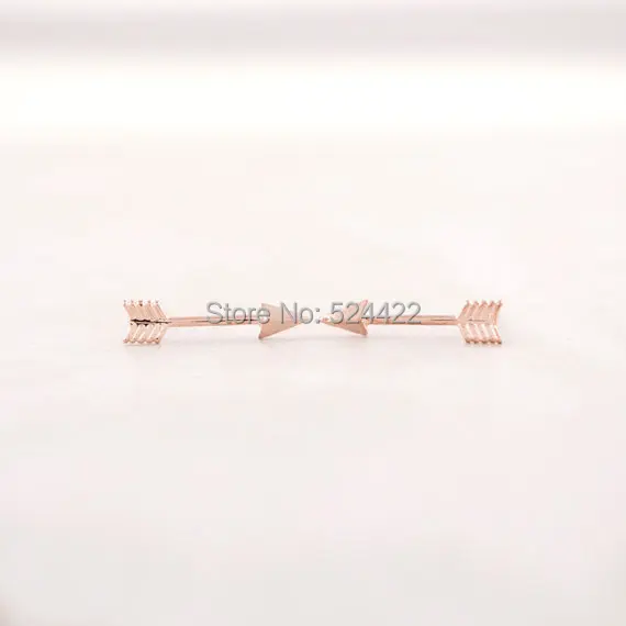 Новое поступление 2017 модные золотистые серьги гвоздики в виде стрел розового