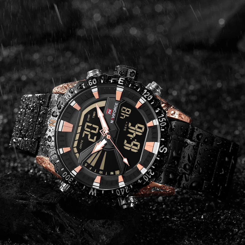Часы NAVIFORCE мужские армейские спортивные аналоговые цифровые светодиодные из