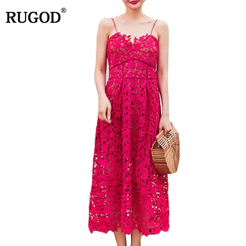 Женское кружевное платье RUGOD элегантное ажурное с подкладкой и открытой спиной