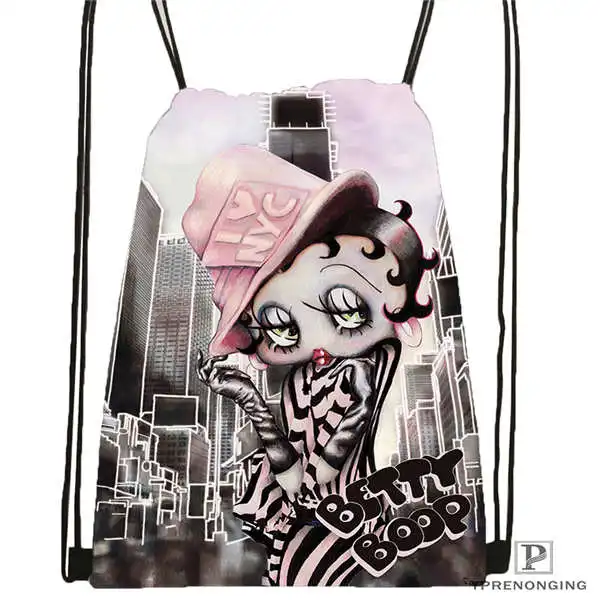 Drawstring Backpack На заказ betty-boop-вариант походная сумка на шнурке милый рюкзак для детей(черная спинка) 31x40 см#20180611-02-79 - Цвет: Drawstring Backpack