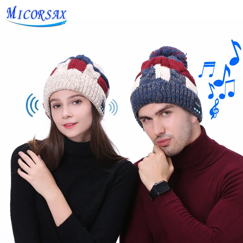 MICORSAX Новый Спорт Музыка вязаная шапка Bluetooth наушники кепки плюс бархат толстые